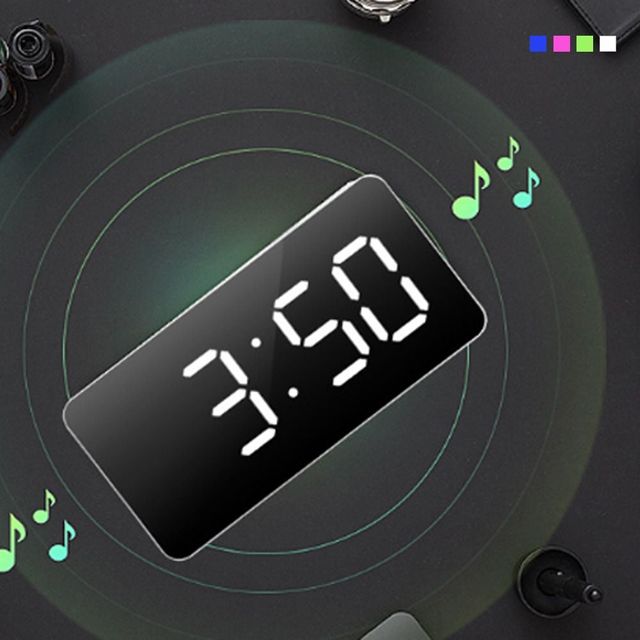 LED 온도계 탁상 거울 알람 시계 심플 디자인