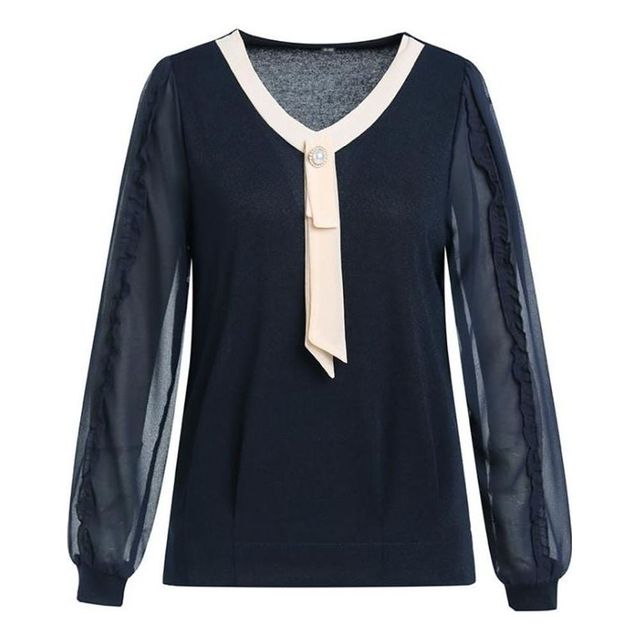 중년 여성 여름 긴팔 쉬폰 블라우스 엄마옷