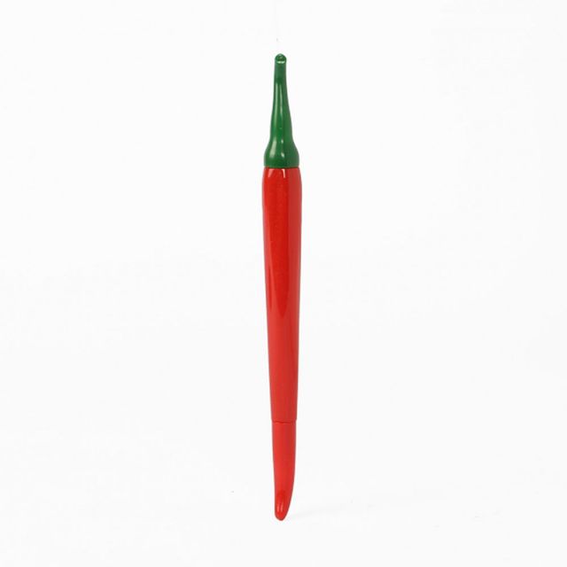 빨간 고추 디자인 중성 검정 뚜껑볼펜 선물펜0.5mmX10(제작 로고 인쇄 홍보 기념품 판촉물)