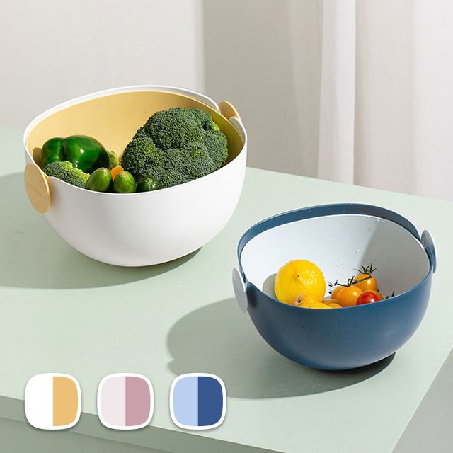 듀얼 채반 야채 과일 세척 불빠짐 바구니 볼 대형