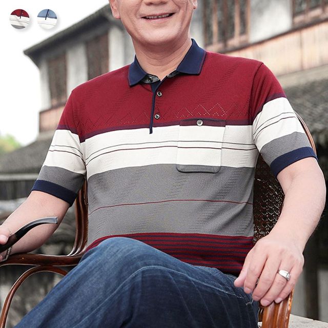 중년 남성 여름 반팔 카라티 티셔츠 캐주얼 스타일