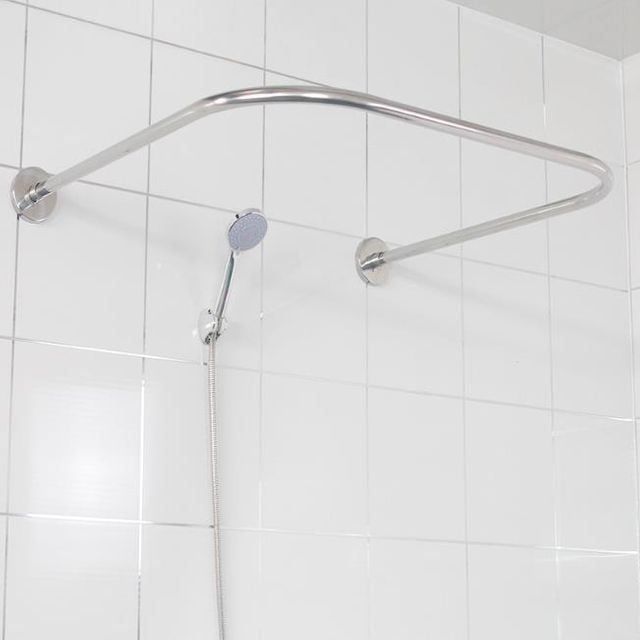 욕실 코너 곡선 샤워커튼봉 110cm 실버 강화형