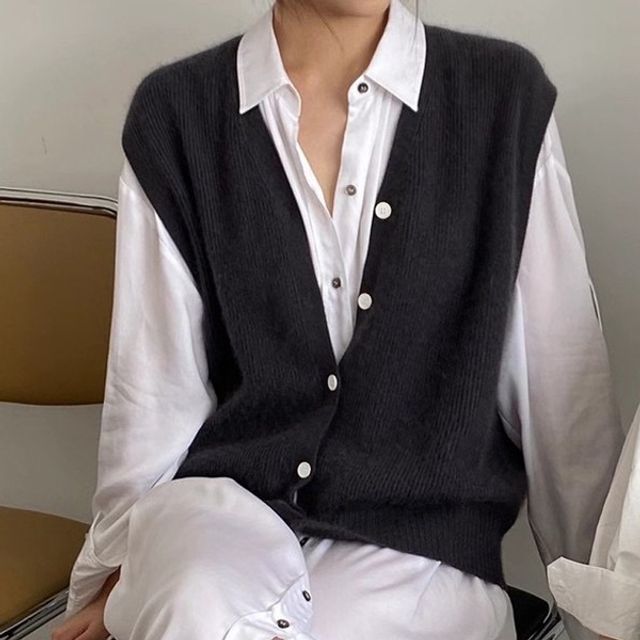 레이어드룩 V넥 니트 베스트 OSM-1006909