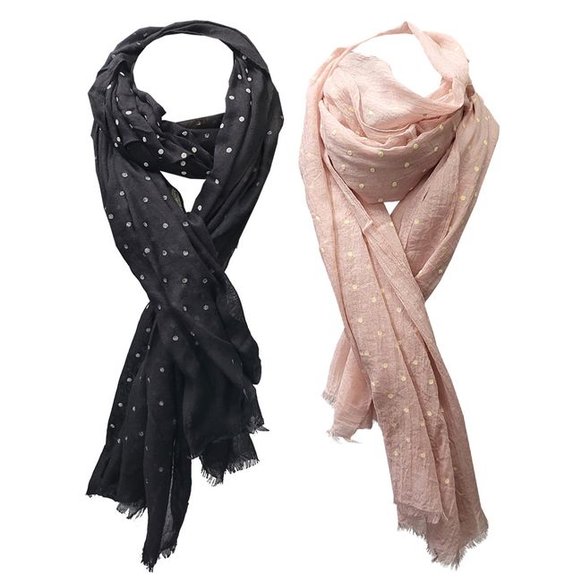 땡땡이 잔주름 시스루 롱 스카프 봄가을용