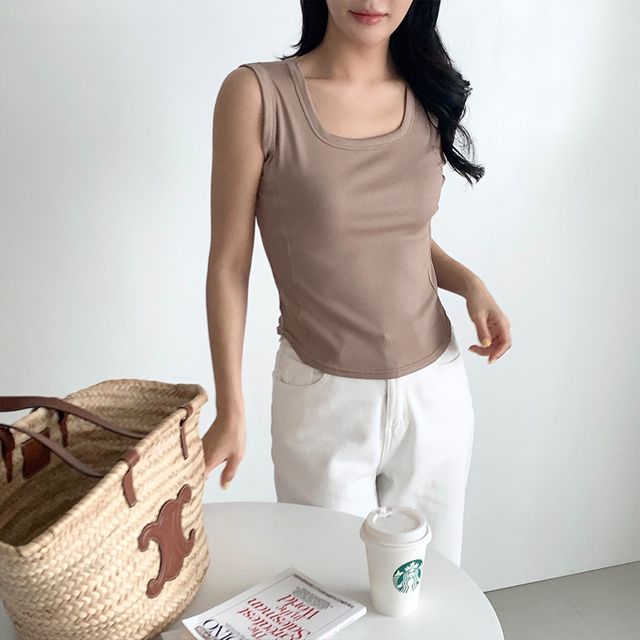 브리즌 골지 스퀘어넥 슬리브리스 SD-250424