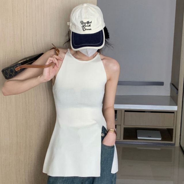 트임포인트 롱 홀터 슬리브리스 나시 JSC-d0083