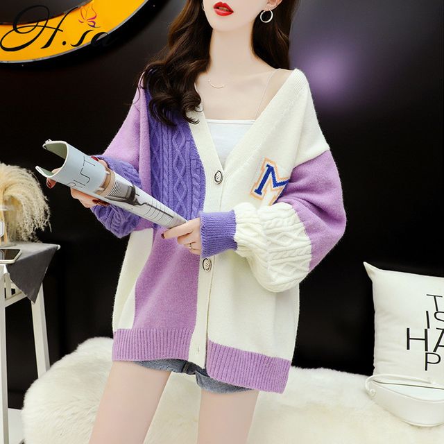 [해외] HSA 여성 2021 Yk2 느슨한 카디건 스웨터 코트 가을
