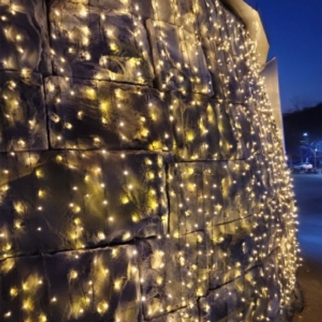 오스타 LED 500구 투명선 웜색 줄전구 50m 파티조명