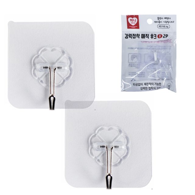 하니586 강력접착 매직후크 소 2p 1kg하중 소품고리