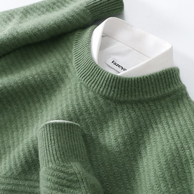 [해외] 가을겨울 신상 남성 캐시미어 스웨터 무지 라운드 덧
