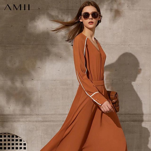 [해외] Amii-미니멀리즘 봄 여름 여성용 새 드레스 캐주얼 VN