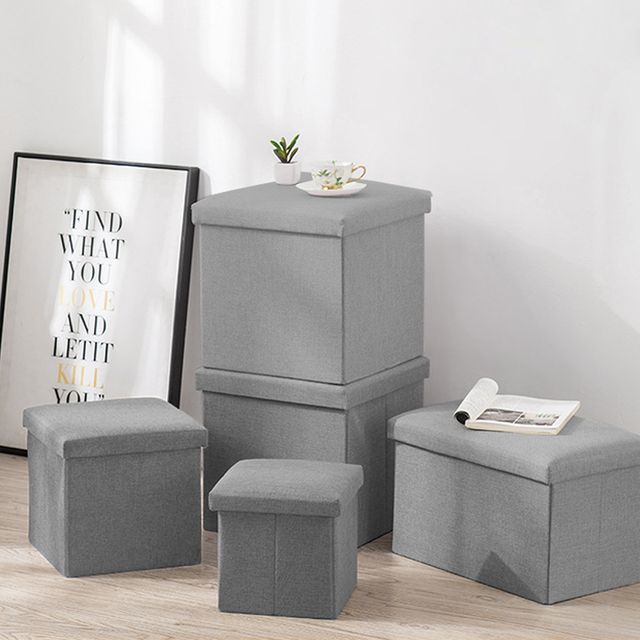 패브릭 수납의자 접이식 인테리어 정리함 화장대 스툴