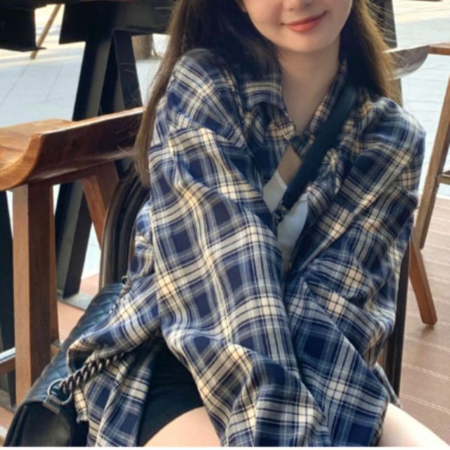 캐주얼 체크 오버 루즈 셔츠 SWC-1005410