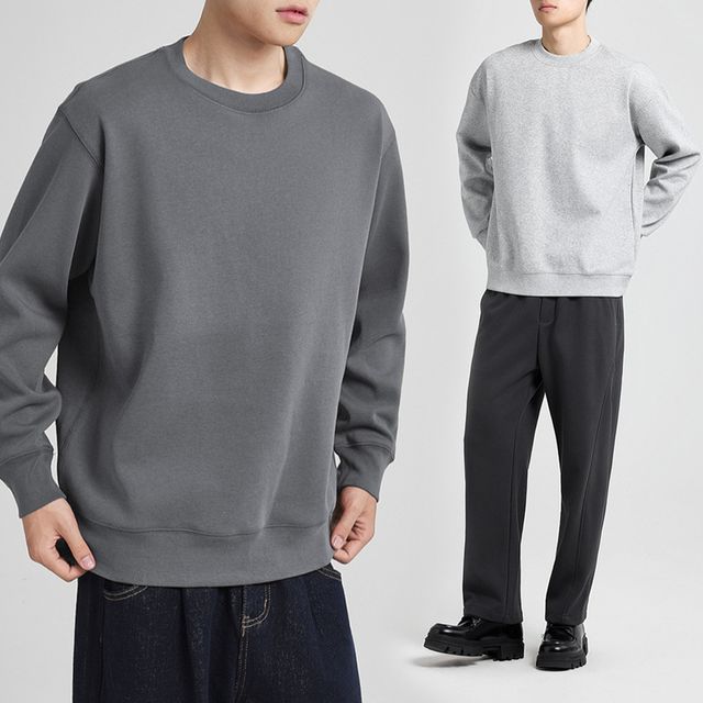 남자 맨투맨 루즈핏 세미오버 간절기 긴팔 스웻셔츠 3컬러
