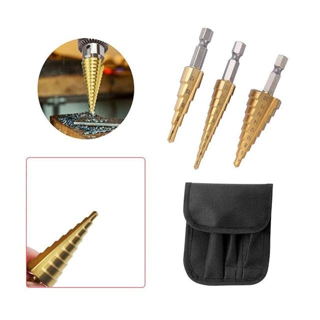 스텝드릴 3종세트 파우치 구멍 타공 천공 드릴비트