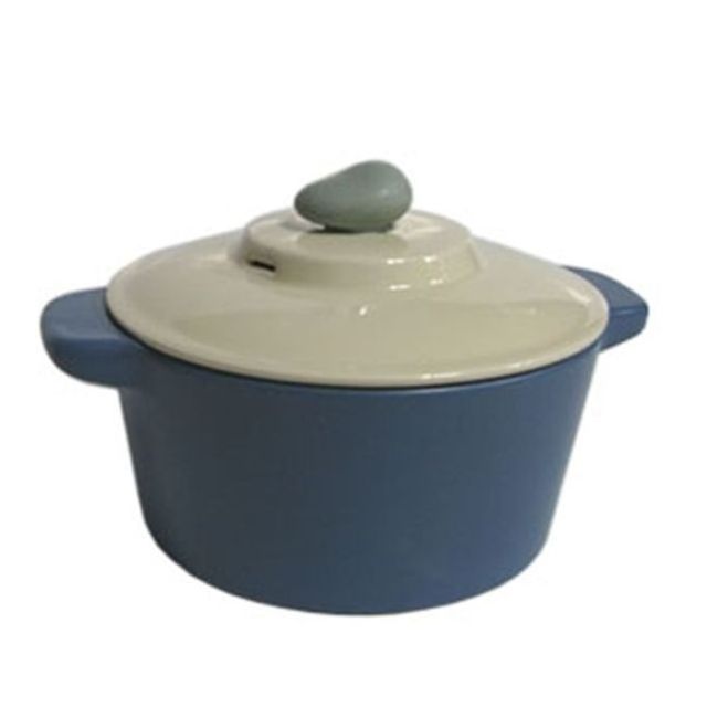 순수 뚝배기 냄비 직화 냄비 세라믹 네이비 17.5cm