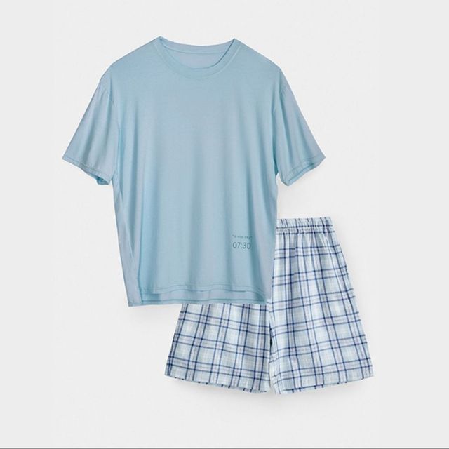 모달 커플 홈웨어 반팔 파자마 바지세트 실내복