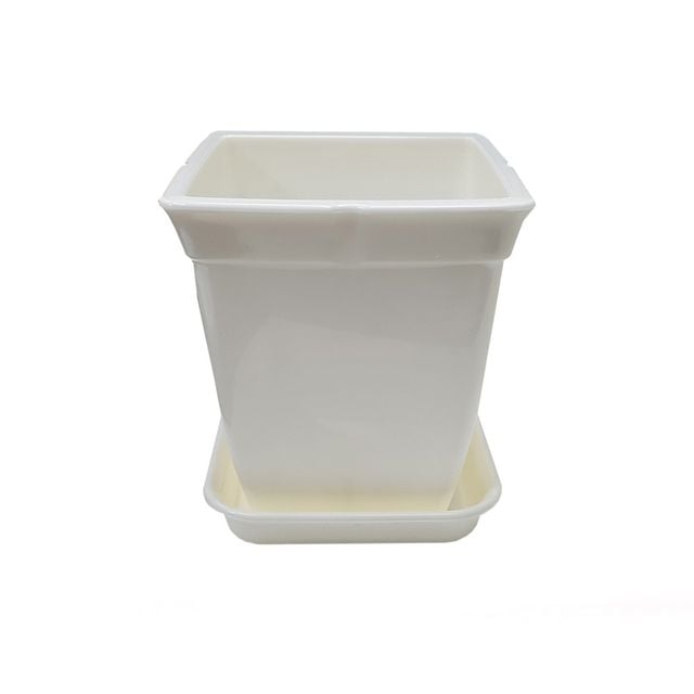 정사각 백색 화분 도자기느낌 플라스틱화분 2호