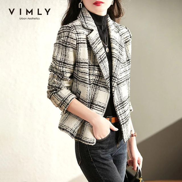[해외] VIMLY 겨울 격자 무늬 코트와 재킷 여자 2021 패션 새