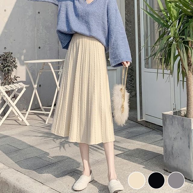 A라인 예쁜 꽈배기 밴딩 스커트 URD-503