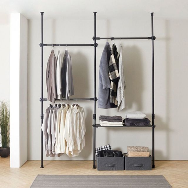 조절 가능한 메탈 와이드 옷걸이 선반 행거 조립식