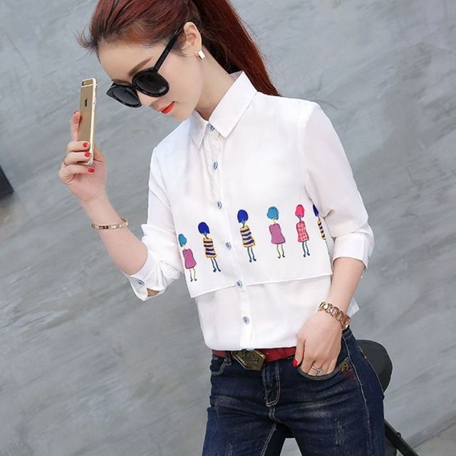 캐주얼 여성 긴팔 블라우스 기본 심플 디자인