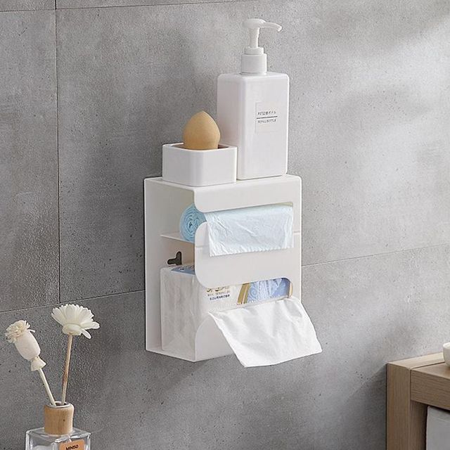 다용도 2단 티슈케이스 음식물 쓰레기통 싱크대 정리함