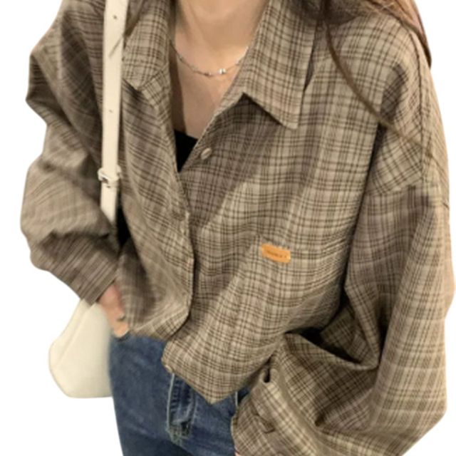 데일리 루즈핏 브라운 체크 남방 JSC-1004245