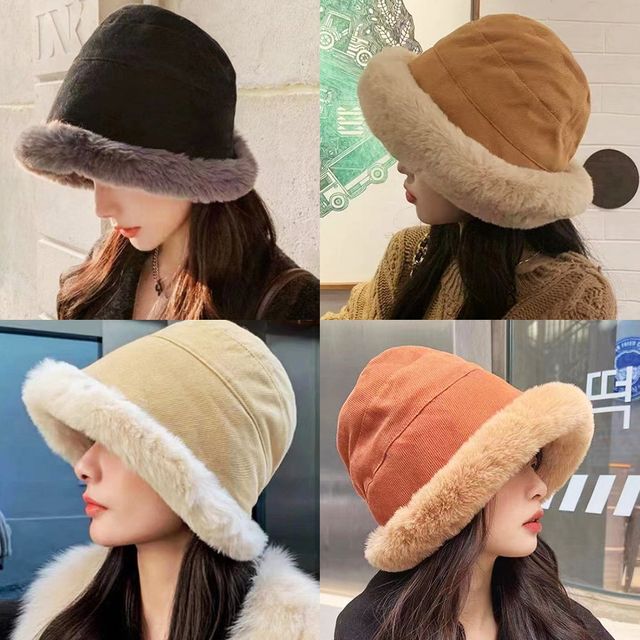 여성 부들 포근 밍크 뽀글이 버킷햇 URD-169