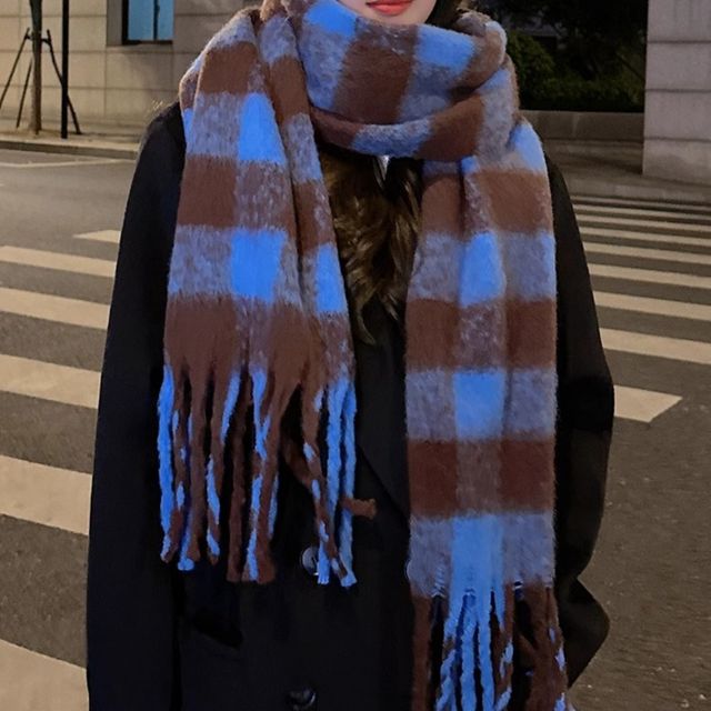 윈터코지 체크 니트 목도리 JSC-0046