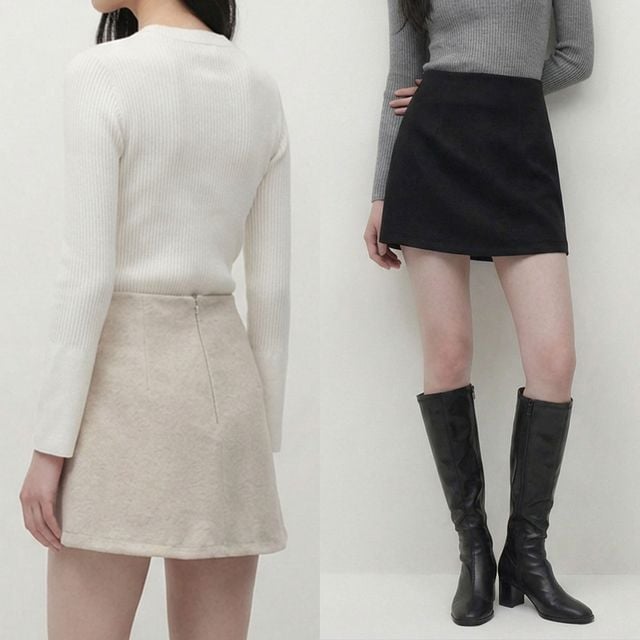 겉기모 A라인 뒷지퍼 미니 스커트 JEB-1006494