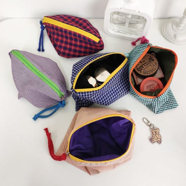 5컬러 체크 멀티 수납 파우치 OSM-1006660