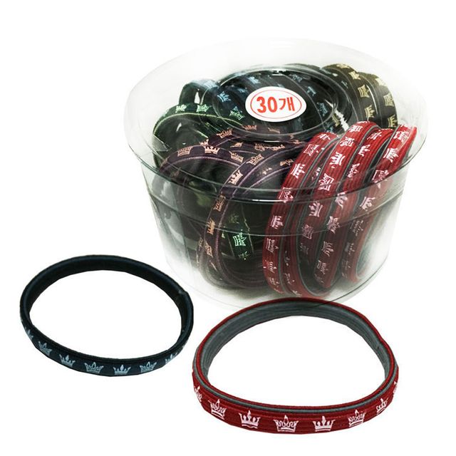 왕관 납작고무줄 30P 코사지 헤어밴드