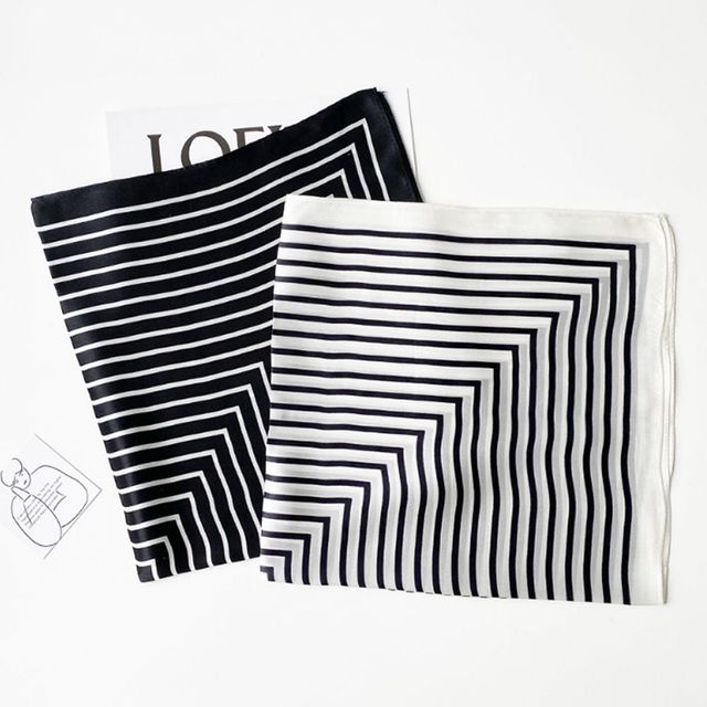 쁘띠 스트라이프 블랙 헤어 머리띠 여성용 스카프