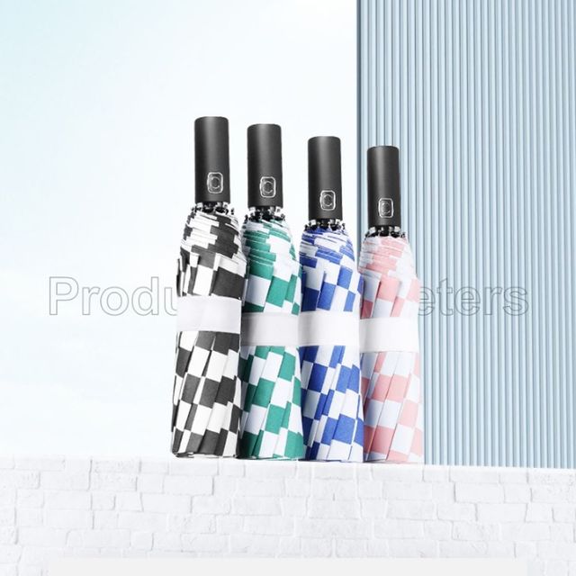 키밍 자동 접이식 체크 우산 여행 양산 10단