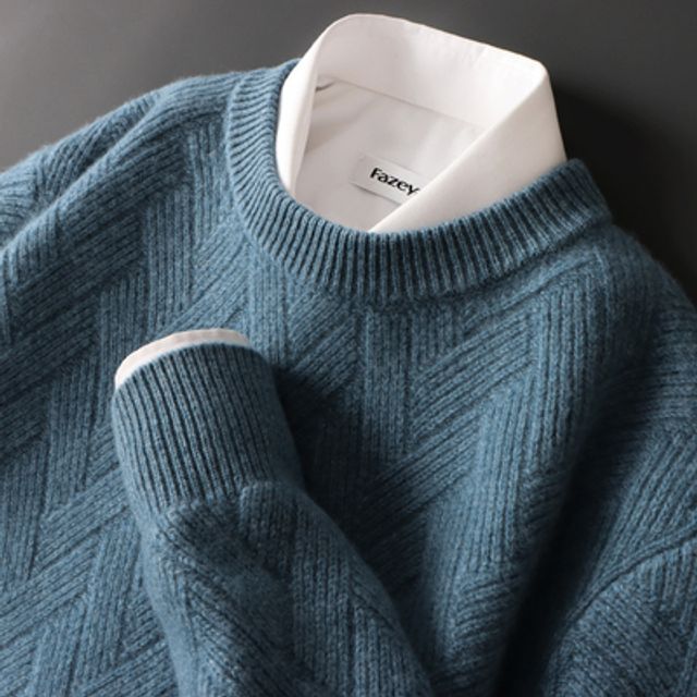 [해외] 순모 셔츠 남성 루즈핏 라운드 스웨터 21 가을 겨울