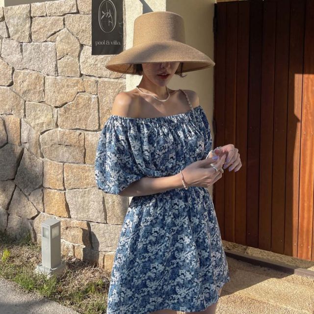 블루밍 오프숄더 플라워 점프수트 SNY-0039