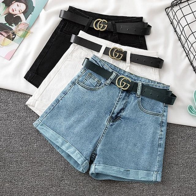 여성 롤업 하이웨스트 숏팬츠 기본 데님 반바지