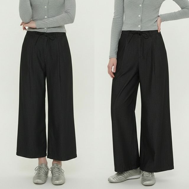 2단기장 숏/롱 핀턱 스트링 찰랑 와이드 슬랙스 JEB-1006688