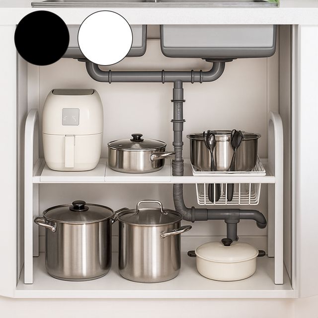 철제 선반 싱크대 틈새 수납 주방 하부장 냄비 정리대 2컬러