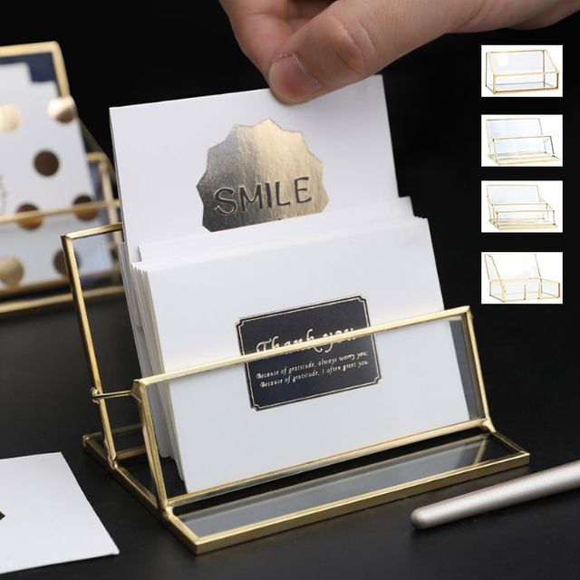 키밍 골드 고급 명함꽂이 명함집 메모지 메탈 홀더