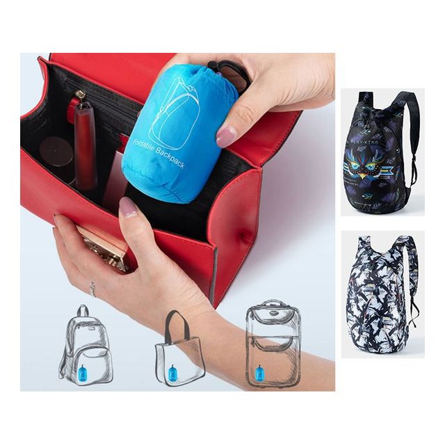 초경량 휴대 백팩 접이식 배낭 올빼미 블랙화이트무늬