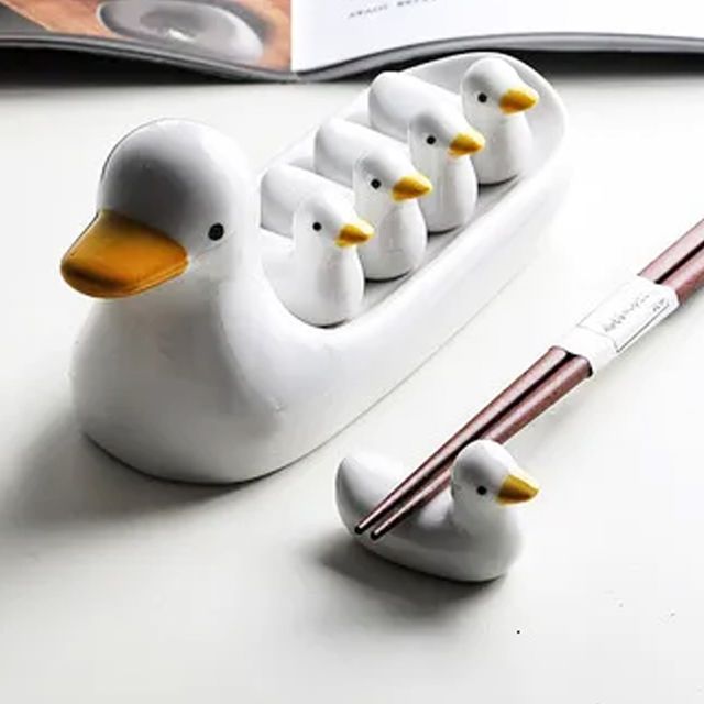 도자기 오리가족 수저 젓가락 받침대 세라믹 홀더
