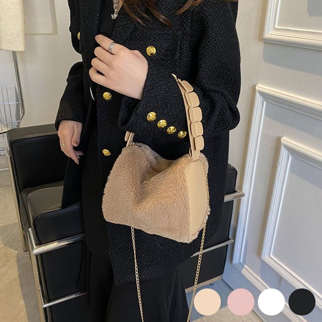 모던 스타일 부드러운 퍼소재 토트 크로스백 URD-184