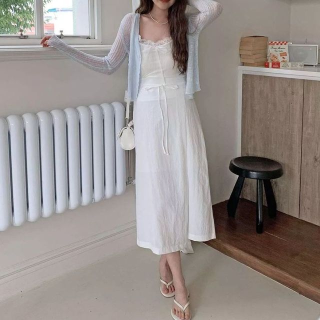 국내생산 나일론 리본 끈 롱 H 스커트 JSD-1008871
