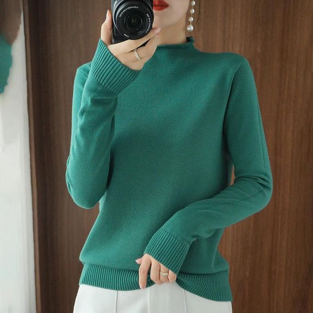 [해외] 한국어 버전 새로운 패션 절반 터틀넥 스웨터 여성 가