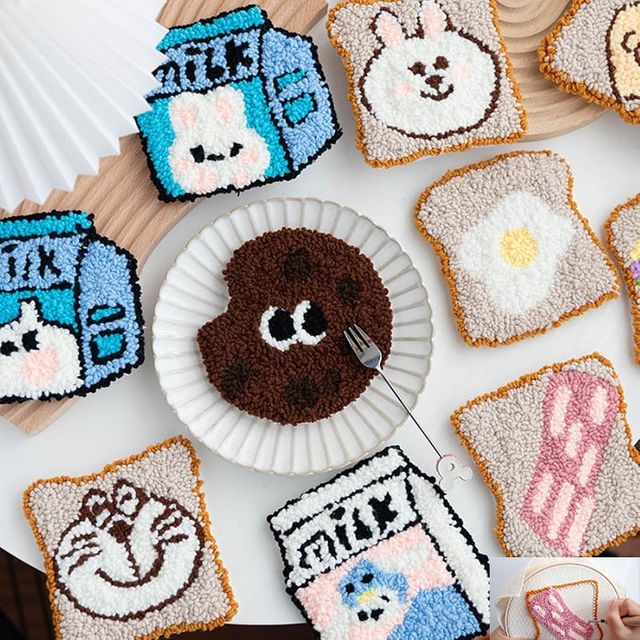 펀치니들 컵받침 DIY 만들기 키트 초보자 취미 패키지