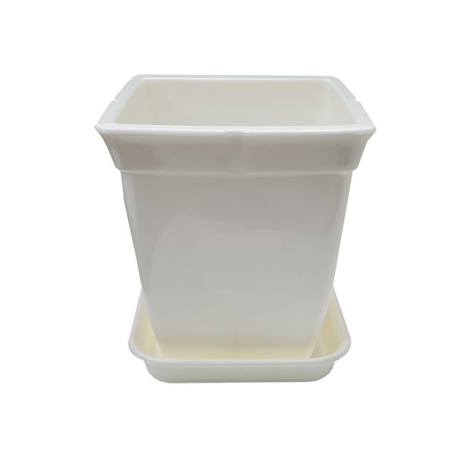 정사각 백색 화분 도자기느낌 플라스틱화분 3호