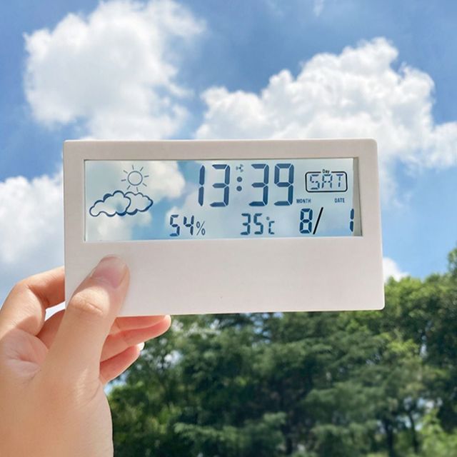 무소음 LED 온습도계 전자 탁상 시계 실내 날씨 측정기