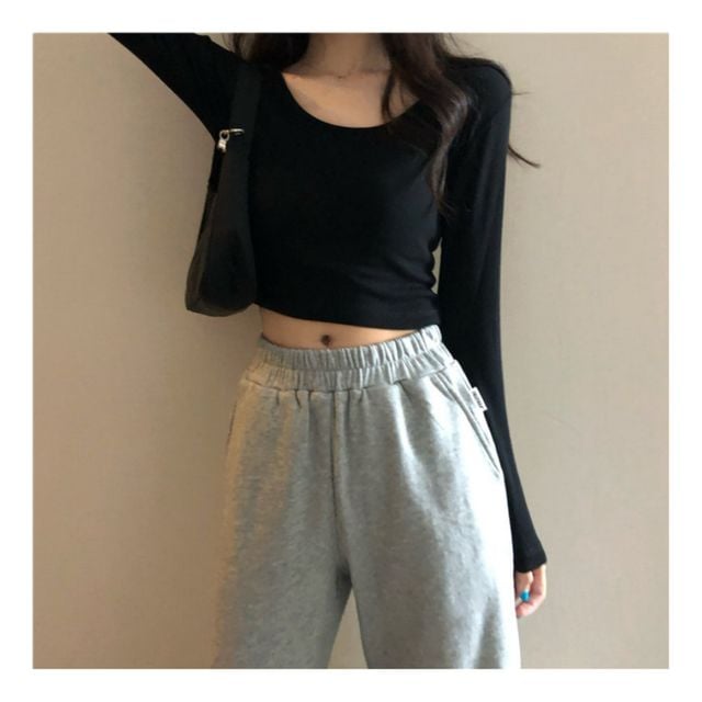 여성 기본 긴팔 세미크롭티 UC-0087